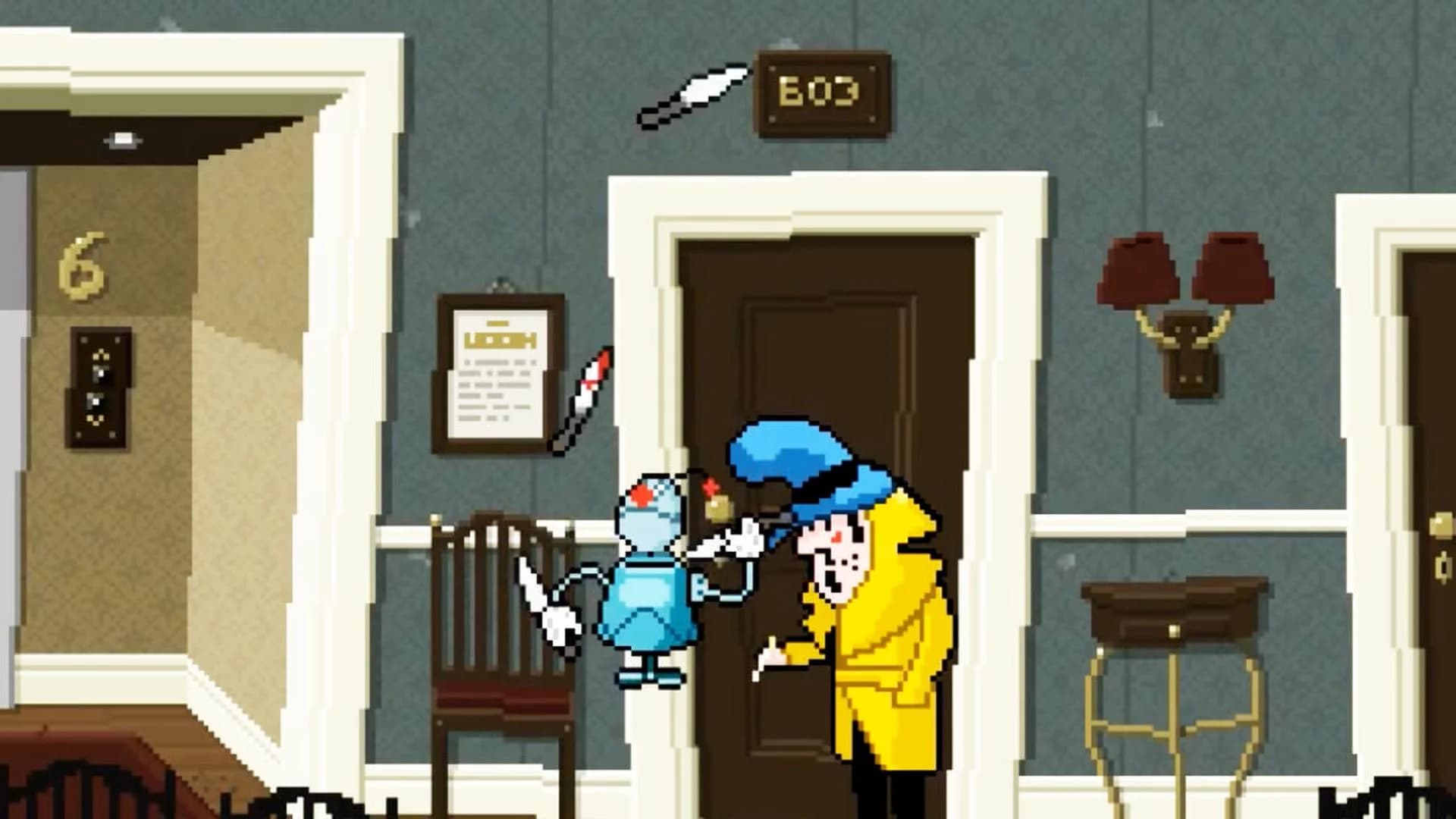 Detective Case and Clown Bot in: Murder in the Hotel Lisbon screenshot 2